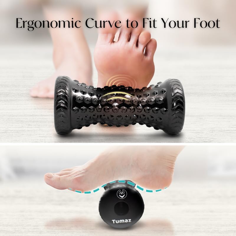 Tumaz Massage Ball & Foot Roller 3-in-1 Set with Spiky Ball, Lacrosse Ball, Massage Roller - Ergonomic Design to Relieve Plantar Fasciitis, Foot Massager for Deep and Superficial Muscle Pain - Image 2